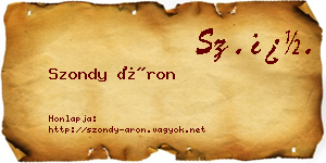 Szondy Áron névjegykártya